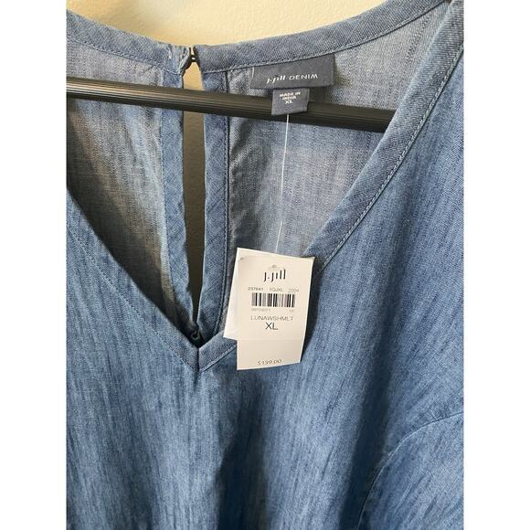 J. Jill Denim Women's Medium Embroidered Peasant Dress Blue NEW - Picture 3 of 7